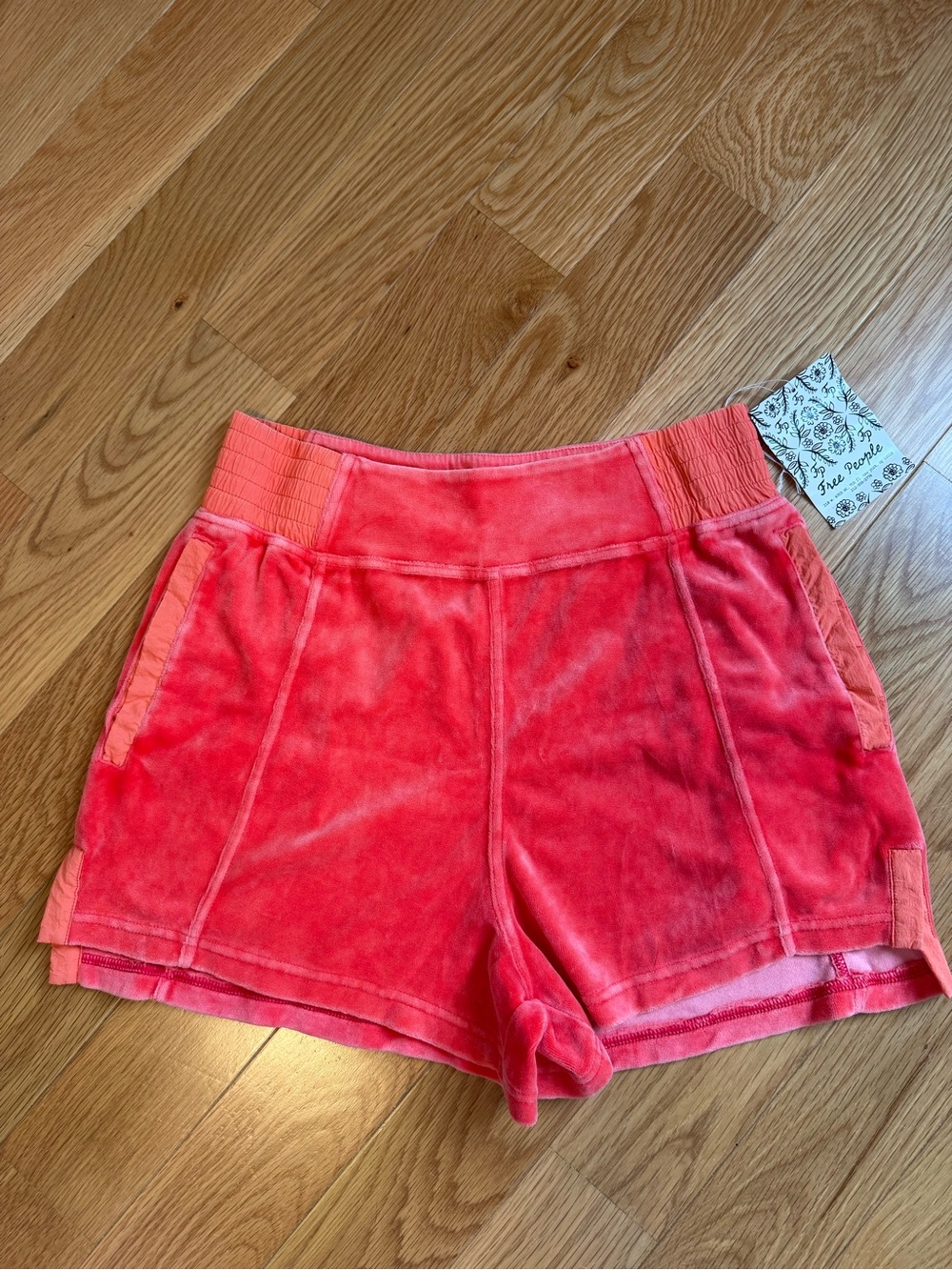 Free People Coral Pink Velour Athletic Shorts